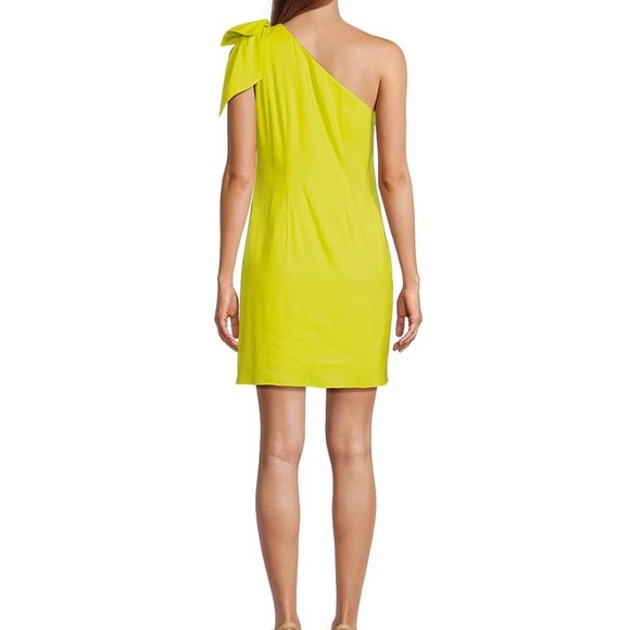 Antonio Melani Charlie Linen Blend One Shoulder Shift Dress size 0, Lime - Picture 2 of 7